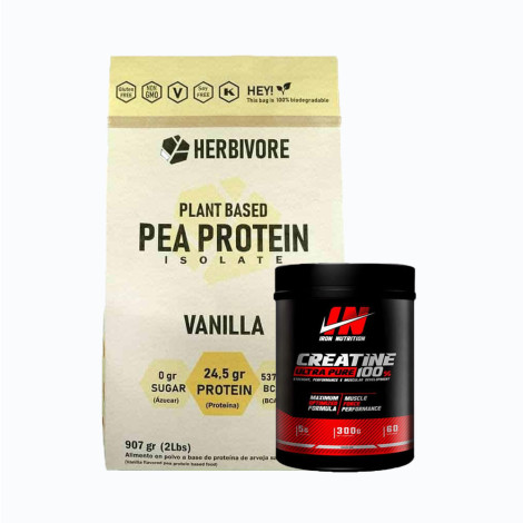 Pea protein isolate 2lb + creatine ultra pure 300grm - 1 pack